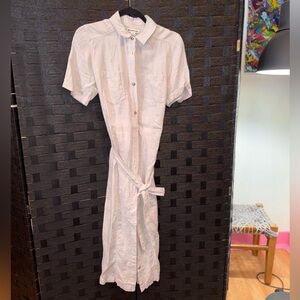 Whistles Off White Button Up Dress With Collar And Belt